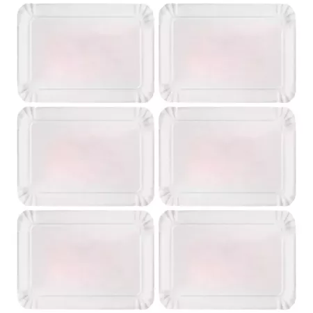 Tradienur - Pack de 6 bandejas con blondas rojas rectangular - Fabricación de cartón que incluyen blondas caladas 100% reciclabl