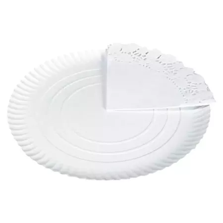 Pack 6 Bandejas Cartón Reciclable con Blondas 30 cm Blanca Pack 6 Bandejas Cartón Reciclable con Blondas 30 cm Blanca