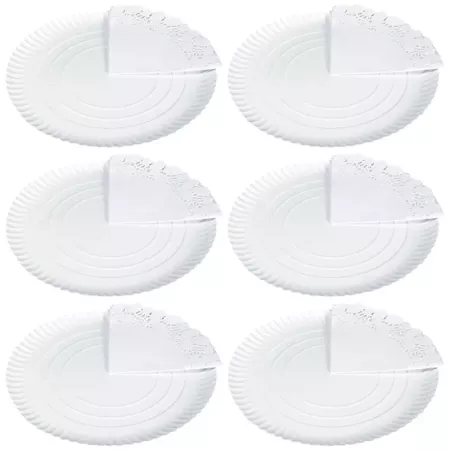 Tradienur - Pack de 6 bandejas y blondas redondas - Fabricación de cartón que incluyen blondas caladas 100% reciclables - Apto p