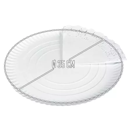 Tradienur - Pack de 6 bandejas y blondas redondas - Fabricación de cartón que incluyen blondas caladas 100% reciclables - Apto p