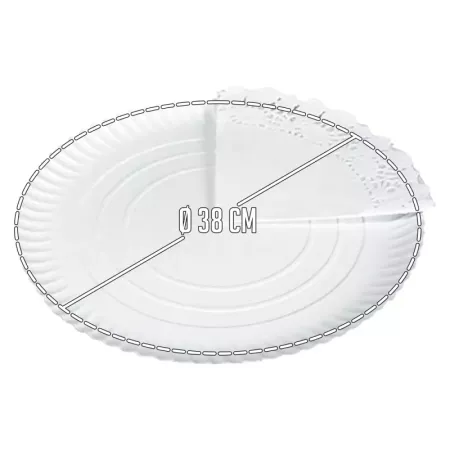 Tradienur - Pack de 6 bandejas y blondas redondas - Fabricación de cartón que incluyen blondas caladas 100% reciclables - Apto p