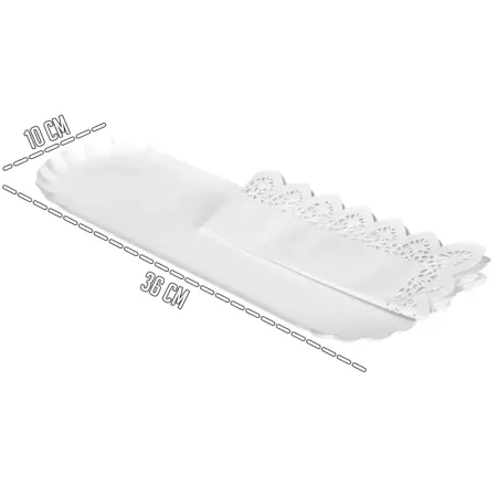 Tradienur - Pack de 12 bandejas y blondas alargadas - Fabricación de cartón que incluyen blondas caladas 100% reciclables - Apto
