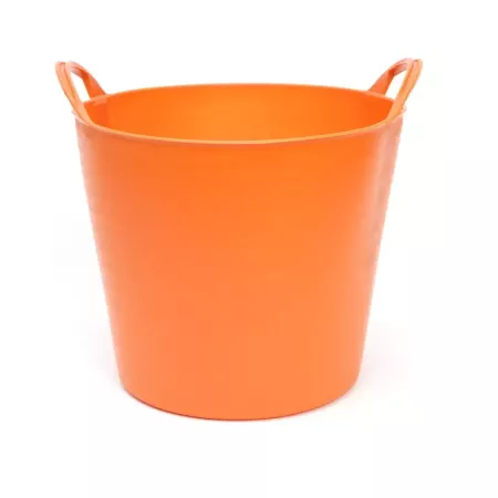 Tradineur - Capazo de plástico 26 L, 30 x 33 cm de color naranja para distintos usos. Cesto, cubo flexible, contenedor multifunc