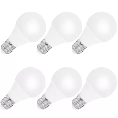 Pack de 6 bombillas led de 6w, de luz cálida, E27 con 85% de economizador de energía,540 lm 3000k, 20000h, 180 - 240v,54w,A+, pa
