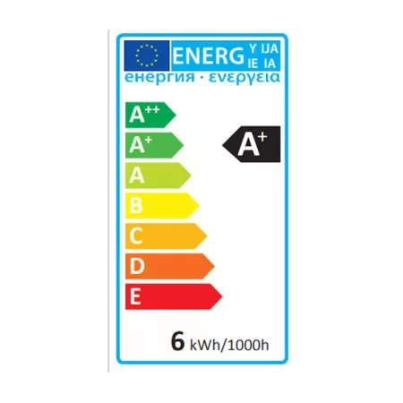 Pack de 6 bombillas led de 6w, de luz cálida, E27 con 85% de economizador de energía,540 lm 3000k, 20000h, 180 - 240v,54w,A+, pa