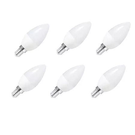 Pack 6 bombillas led vela de 4W 85% economizadora de energía 320 lm 4000K luz natural neutra 180 - 240 v 34 w A+