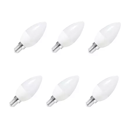 Pack 6 Bombillas LED Vela E14 5W Luz Fría 450 Lúmenes Pack 6 Bombillas LED Vela E14 5W Luz Fría 450 Lúmenes