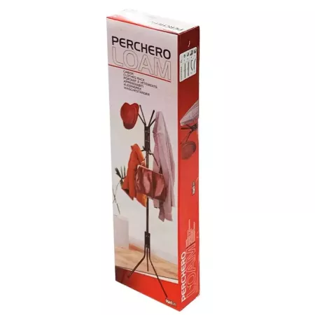Tradineur - Perchero de pie metálico negro con 8 ganchos, 173 x 44,5 x 44,5 cm, soporte clásico para colgar ropa, abrigos, sombr