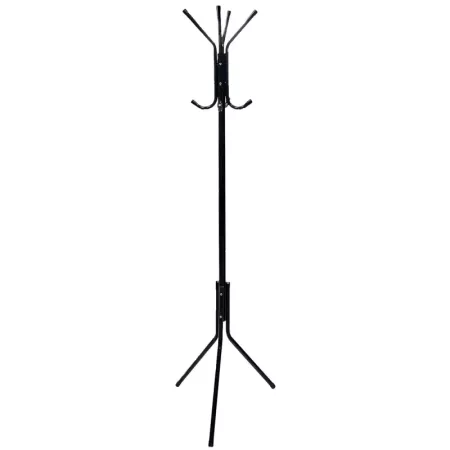 Tradineur - Perchero de pie metálico negro con 8 ganchos, 173 x 44,5 x 44,5 cm, soporte clásico para colgar ropa, abrigos, sombr