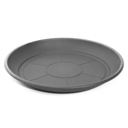 Pack de 6 platos de plástico gris para macetas de 50-60 cm "Mediterránea", bandejas, platillos redondos para tiestos de interior