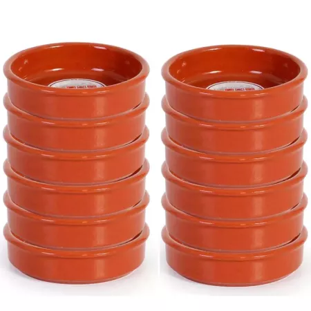 Tradineur - Pack de 12 Cazuelas redondas de barro - Aptas para vitro y horno - Ideales para guisos y asados caseros ? Ø 10 cm