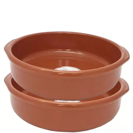 Tradineur - Pack de 2 Cazuelas redondas de barro - Aptas para vitro y horno - Ideales para guisos y asados caseros ? Ø 36 cm