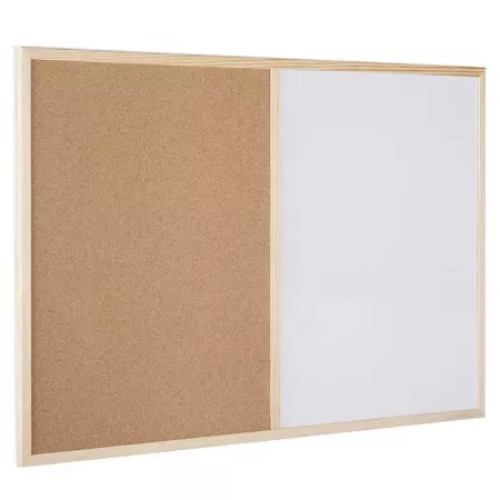 Pizarra Doble Uso Blanca y Corcho 59x39.5 cm con Accesorios