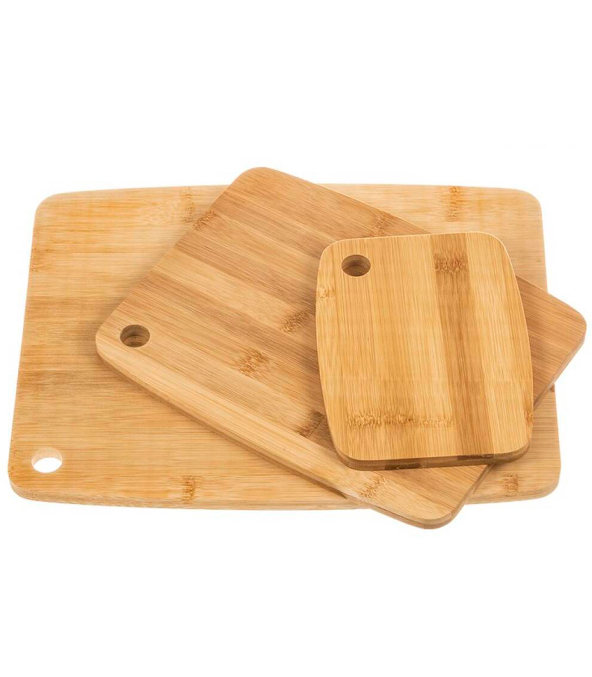 Tradineur - Set de 3 tablas de cortar de bambú, incluyen agujero para  colgar, duraderas y resistentes, natural, ecológico, fácil