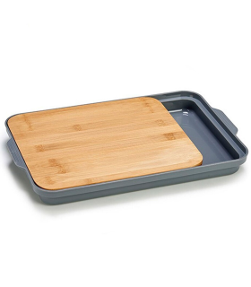Tradineur - Tabla para cortar pan de madera con recogemigas y rejilla  extraíble, madera natural, cocina, 29,7 x 18,9 x 3 cm