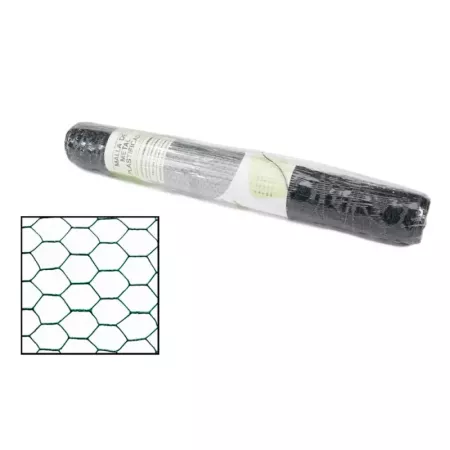 Tradineur - Rollo de malla metálica hexagonal plastificada 0,5 x 5 m, valla, cierre de alambre, mallado 25 x 25 mm, grosor 0,7 m