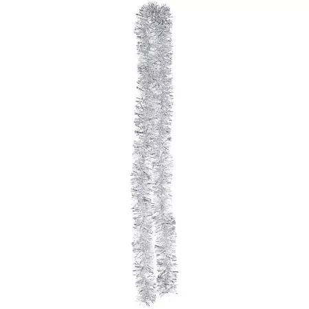 Guirnalda navideña plateada 180 cm con espumillón brillante diámetro 12 cm decoración para árbol chimenea escaleras fiestas
