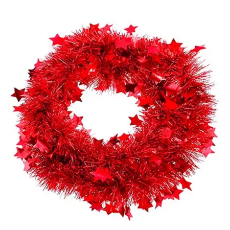 Guirnalda roja con estrellas 180 cm – Deco Navidad Brillante