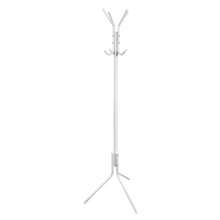 Tradineur - Perchero de pie blanco metálico 8 ganchos 170 x 48 cm, soporte clásico para colgar abrigos, sombreros, bolsos, estil