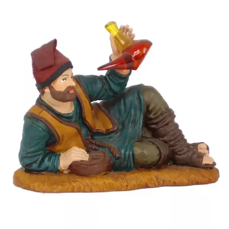 Figura de Pastor con Porrón para Belén 8,5x11x5,5 cm Figura de Pastor con Porrón para Belén 8,5x11x5,5 cm