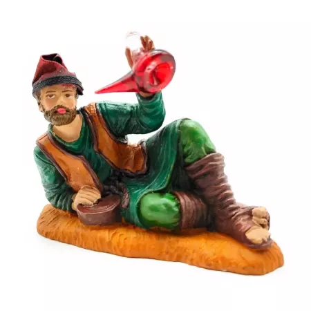 Figura de Pastor con Porrón para Belén 8,5x11x5,5 cm Figura de Pastor con Porrón para Belén 8,5x11x5,5 cm