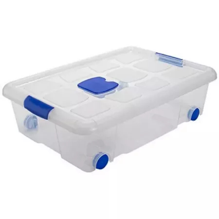 Caja Organizadora 31L Transparente con Tapa y Ruedas Fácil Caja Organizadora 31L Transparente con Tapa y Ruedas Fácil