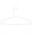 Tradineur - Pack de 4 perchas de plástico "Mustang" con barra y enganches para tirantes, perchas para abrigos, trajes, pantalones, fabricadas en España (Blanco, 42,5 x 22,8 cm)