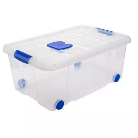 Caja Organizadora 36L con Tapa y Ruedas Transparente Caja Organizadora 36L con Tapa y Ruedas Transparente