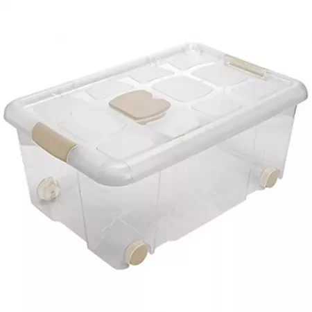 Caja Organizadora 36L con Tapa y Ruedas Transparente Caja Organizadora 36L con Tapa y Ruedas Transparente