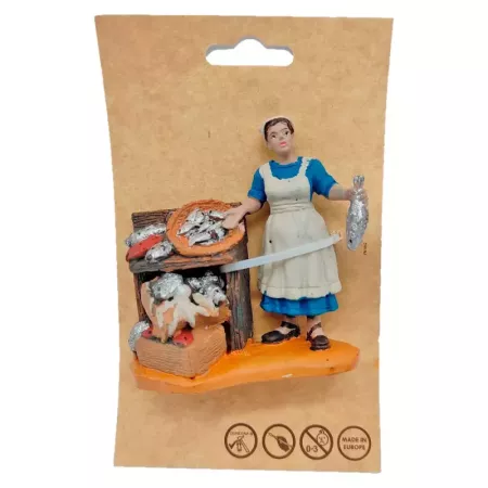 Figura Pescadera 8,5x9 cm para Belén Navideño Tradicional