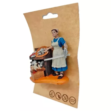 Figura Pescadera 8,5x9 cm para Belén Navideño Tradicional