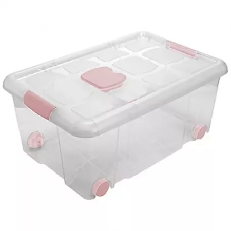 Caja Organizadora 36L con Tapa y Ruedas Transparente Caja Organizadora 36L con Tapa y Ruedas Transparente