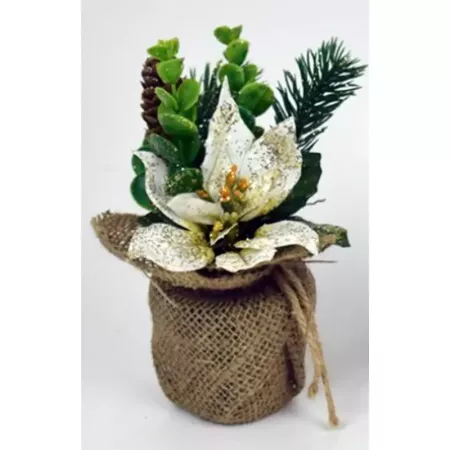 Maceta Navideña Glitter 17 cm - Decoración Festiva Hogar
