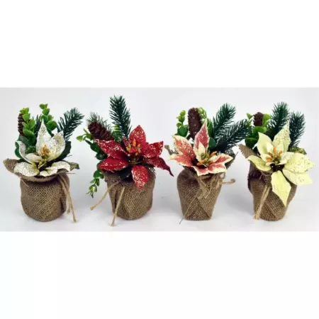 Maceta Navideña Glitter 17 cm - Decoración Festiva Hogar