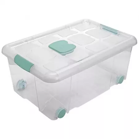 Caja Organizadora 36L con Tapa y Ruedas Transparente Caja Organizadora 36L con Tapa y Ruedas Transparente
