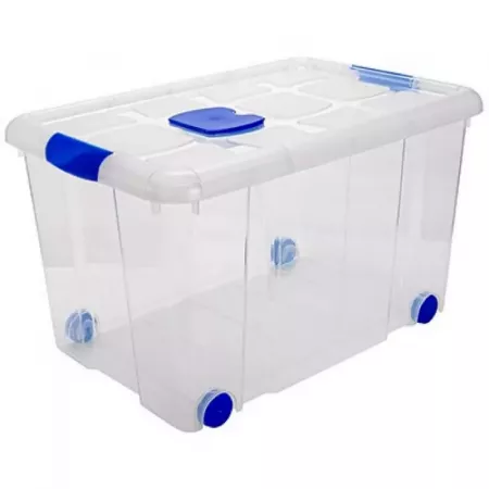 Caja Plástico Transparente 55L con Tapa – Organiza Fácil Caja Plástico Transparente 55L con Tapa – Organiza Fácil