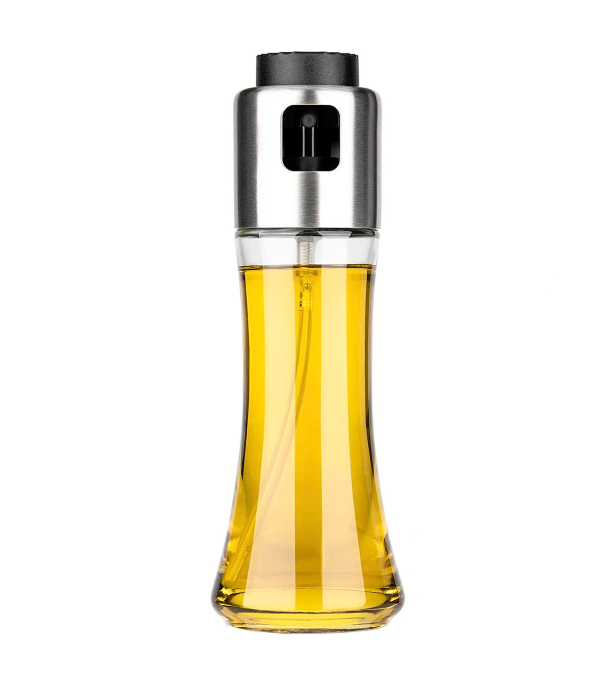 Tradineur - Aceitera de cristal con spray, elaboración artesanal,  dispensador de aliño rellenable con pulverizador, aceite, vina