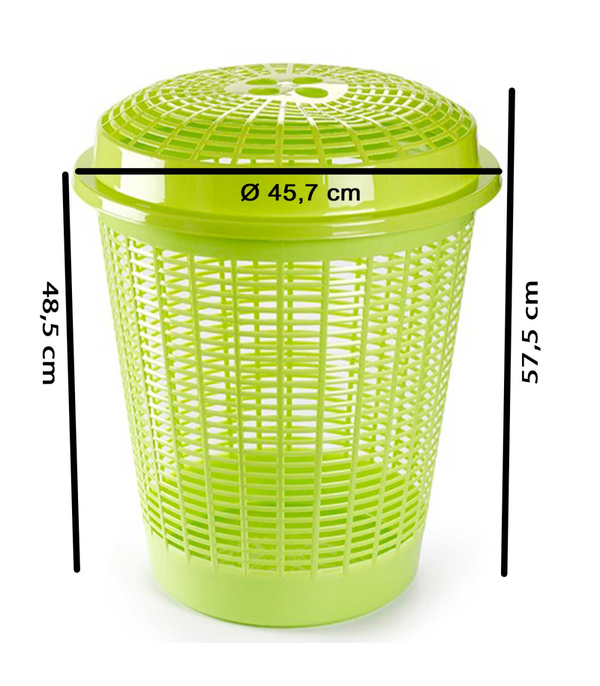 Tradineur - Cesto para ropa sucia de plástico con tapa 60 litros