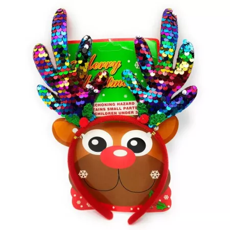 Diadema navideña brillo para disfraz de reno, cinta, aro, tocado para el cabello, pelo, gorro de fiesta para niños y adultos