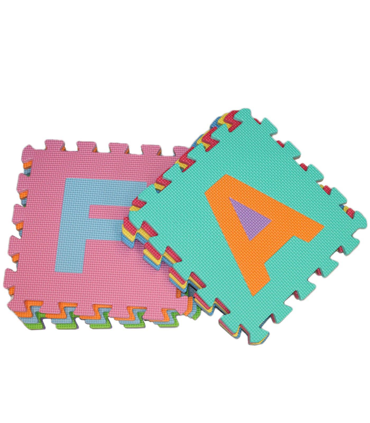 Tradineur - Pack 10 baldosas de goma eva 31.5 x cm con letras. Esterilla, puzzle para suelo de fitness y gimnasio, a