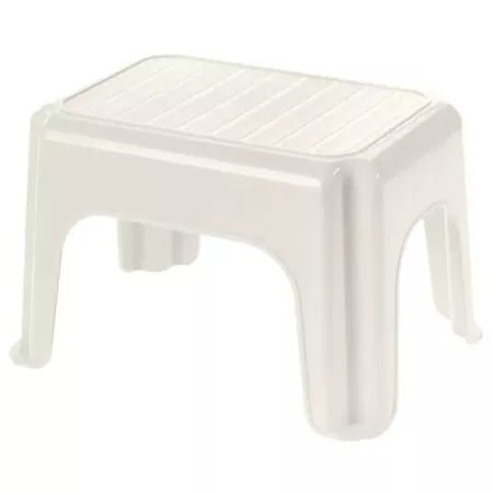 Taburete de plástico, uso doméstico, peso máximo 100 kg, banqueta, escalón, peldaño alzador ligero, 18,4 x 26,5 x 18,5 cm, blanc