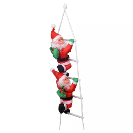 Pack 2 Muñecos Papá Noel 69 cm con Escalera y Cuerda Navidad
