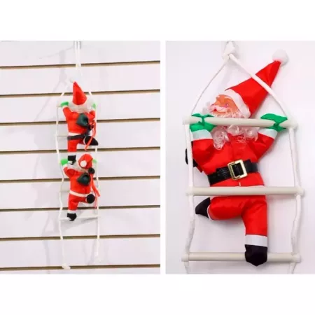 Pack 2 Muñecos Papá Noel 69 cm con Escalera y Cuerda Navidad