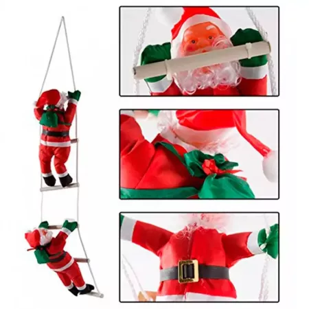Pack 2 Muñecos Papá Noel 69 cm con Escalera y Cuerda Navidad