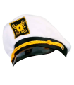 Gorro de capitán color blanco con detalles amarillos para jóvenes y adultos, complemento de carnaval, halloween y otras celebraciones. Talla Adulta.