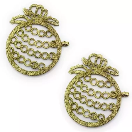 Set 2 Colgantes Dorados Bola 9,5x8,5 cm Navidad Hogar
