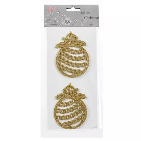 Set 2 Colgantes Dorados Bola 9,5x8,5 cm Navidad Hogar