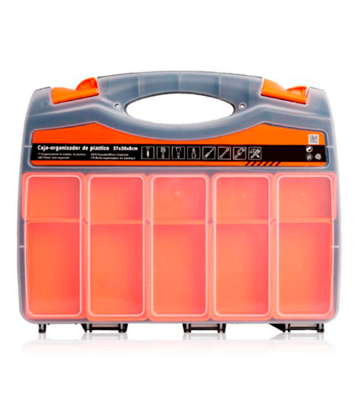 Tradineur - Caja de plástico con tapa y cierres laterales de clip, cajón de  almacenaje multiusos, ordenación, objetos, hogar, fa