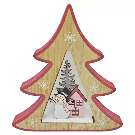 Figura Decorativa Navideña de Madera para Hogar 16 cm