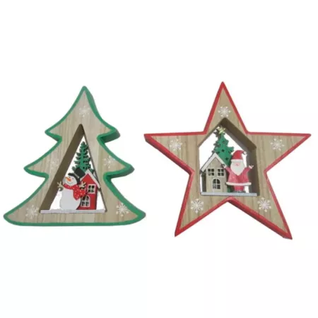 Figura Decorativa Navideña de Madera para Hogar 16 cm